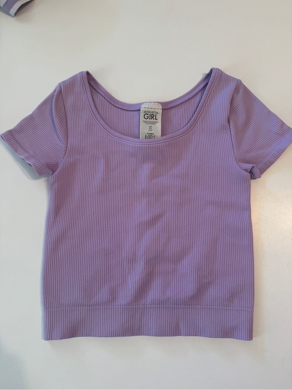 Athleta Girl Lilac Ribbed Scoop Neck Crop Top